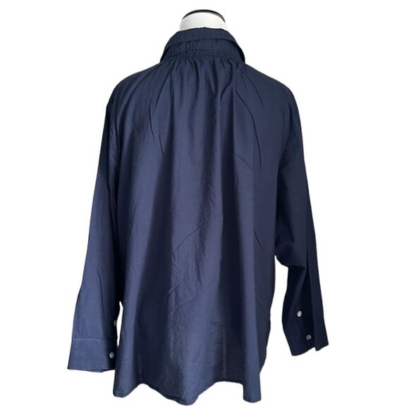 GRETCHEN SCOTT  Acapulco tunic top navy blue white embroidery Size Diva - Picture 2 of 11